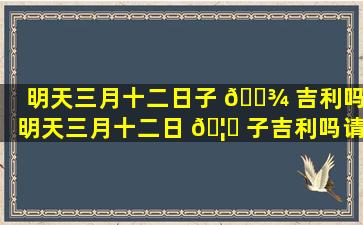 明天三月十二日子 🌾 吉利吗(明天三月十二日 🦆 子吉利吗请问)